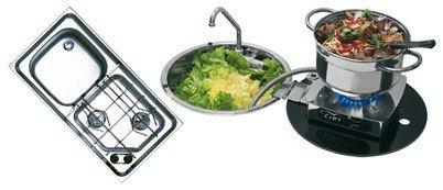 Gas hobs with stainless steel sink
